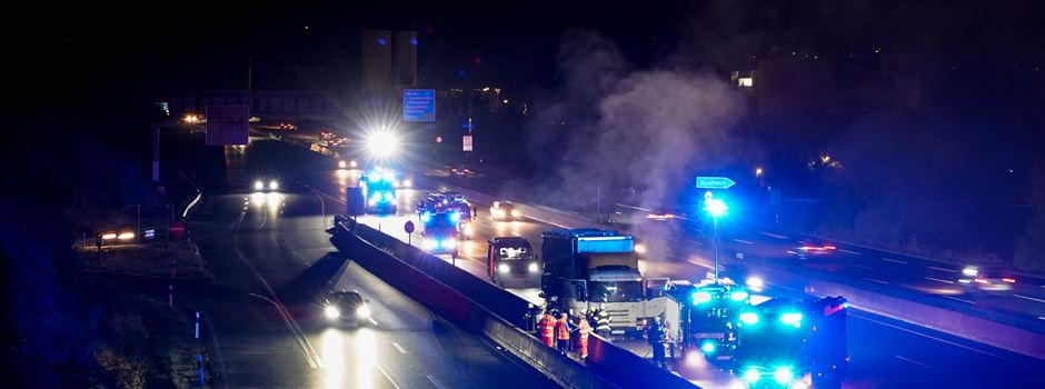 Brennender Lkw auf A60 bei Mainz: Fahrspur gesperrt