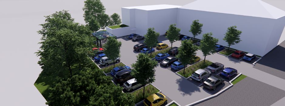 Rathaus Niederkassel: Parkplatz wird begrünt und erhält Fahrradabstellanlagen