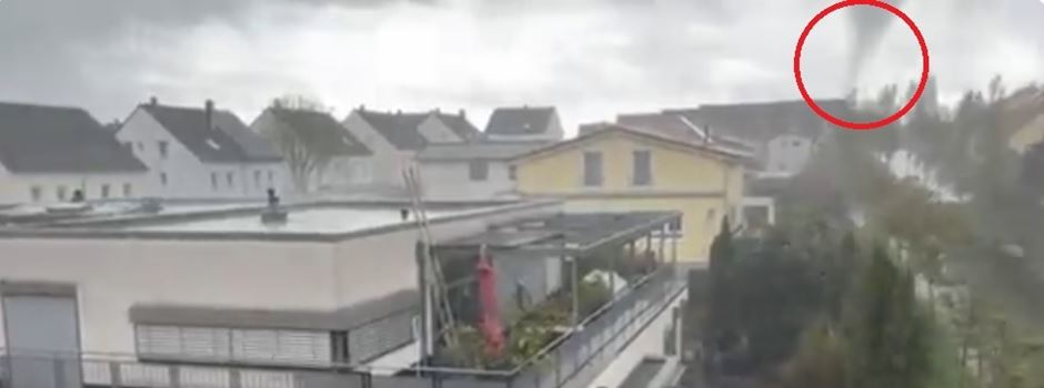 Anwohner filmt Tornado über Mainz