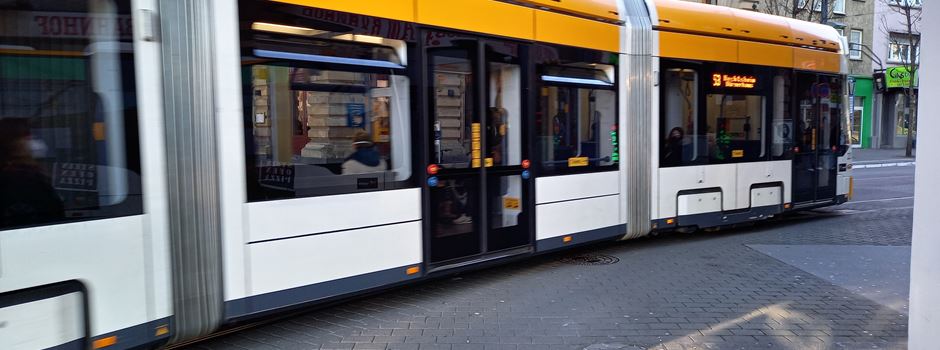 Langer Straßenbahnstau in Mainzer Altstadt